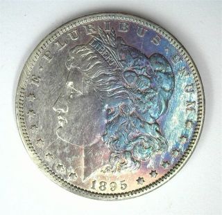 1895 - O Morgan Silver Dollar Nearly Uncirculated Rare Date Rainbow