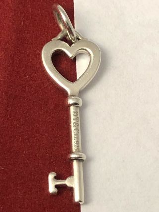 Tiffany & Co Sterling Silver Open Heart Key Pendant 070819bh