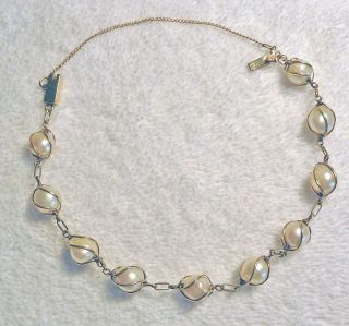 Yellow 18k Gold Wired Wrapped Cultured Pearl (10) Bracelet,  Pretty