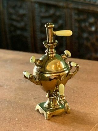 RARE Artisan Miniature Dollhouse EMILY GOOD Russian Samovar Tea Urn Kettle 1:12 3
