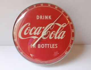 1950s Vintage Round 12 - Inch Coke Coca Cola In Bottles Thermometer Cond