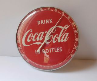 1950s Vintage Round 12 - inch Coke Coca Cola In Bottles Thermometer Cond 2