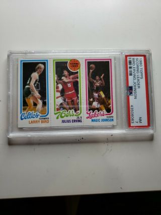 1980 - 81 Topps Larry Bird Magic Johnson Rookie Rc Julius Erving Psa 7 Nm Hof Rare