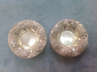 Two (2) Sterling Silver Fruit Dish S.  Kirk & Son Rose / Repousse 192 Grams Htf