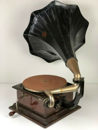 RARE VICTOR I PHONOGRAPH WITH HORN GRAMOPHONE TALKING MACHINE VIC 1 2