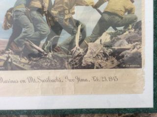 RARE WWII Rosenthal USMC Corps Marines at Mt.  Suribachi Iwo Jima Poster Flag 6