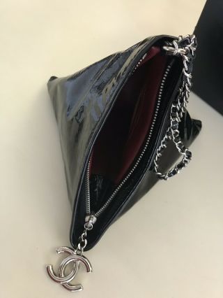 Rare 100 Authentic Chanel Black Patent Triangle Pyramid Mini Bag on Chain. 5