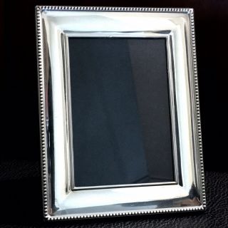 Rc Carr England Sterling Silver Smooth Bead Border Picture Frame 3.  5x5 Photo