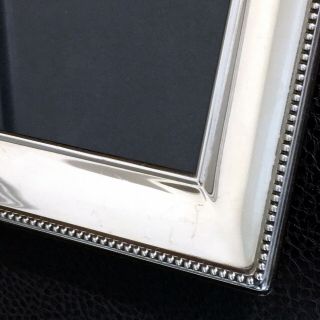 RC CARR England Sterling Silver Smooth Bead Border Picture Frame 3.  5x5 Photo 6