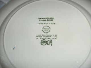 3 Rare Vintage Wedgwood of Etruria Dartmouth College Plates Green Cauldon Lace 3