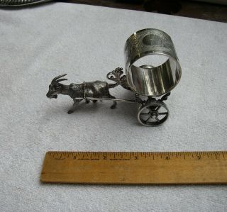 Fine Rogers & Bro Victorian Silverplate Goat Cart Figural Napkin Ring - 212