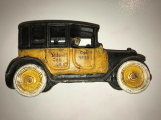 Cast Iron Yellow Cab Toy with rolling wheels 8 