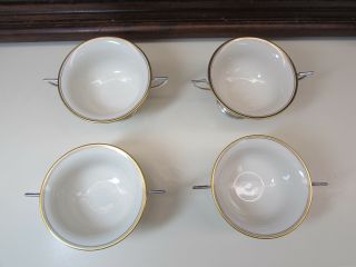 Set of 4 Lenox Soup,  Bouillon,  or Dessert Cups in Sterling Silver Holders 2
