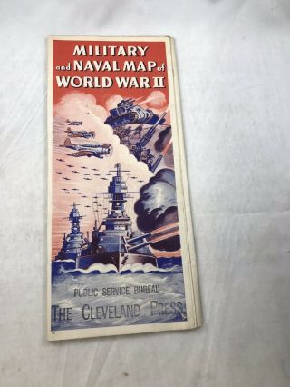 Military And Naval Map Of Wwii Rand Mcnally Battles Campaigns Vintage