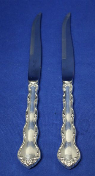 2 Reed & Barton Tara Sterling Handled 9 3/8 " Steak Knives No Mono,  2