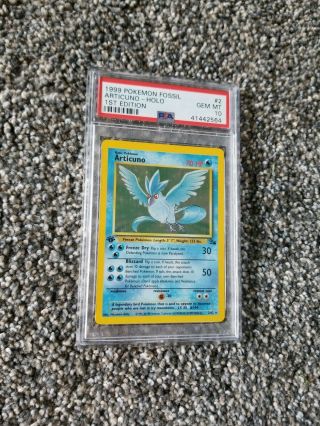 1st Ed Articuno Holo Rare 1999 Wotc Pokemon Card 2/62 Fossil Set Psa 10 Gem