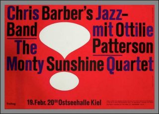 Chris Barber - Rare Vintage 1960 Jazz Concert Poster Zimmermann