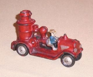 Vintage Cast Iron Toy Car Fire Engine Jm 213 Signed 906g