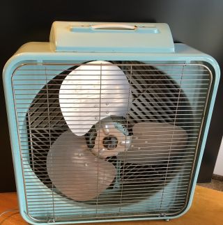 Vintage Mid Century Modern Blue Country Aire 20” Box Fan Model PRTC - 20 6