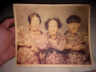 Rare Three 3 Stooges Signed Photo Larry Shemp Moe Howard Autograph From 1947