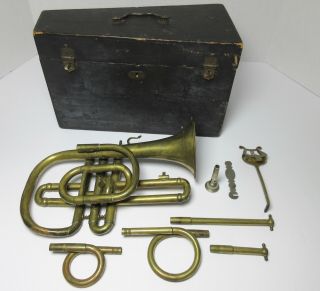 Antique Cornopean Brass Horn Henry Gungkel Paris 19th Century