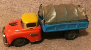 Vintage Tin Litho Metal Friction Toy Cargo Delivery Canopy Truck