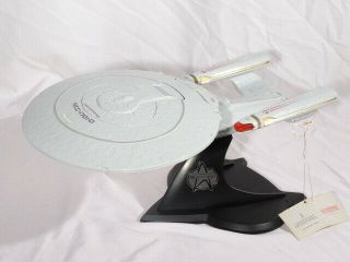 Rare Vintage Franklin Star Trek Metal Uss Enterprise Ncc 1701 - D Desk Model
