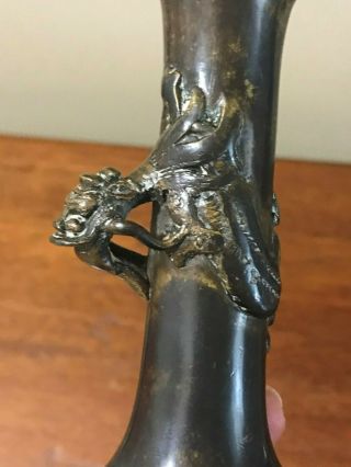 ANTIQUE CHINESE BRONZE VASE WITH DRAGON 4