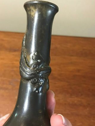 ANTIQUE CHINESE BRONZE VASE WITH DRAGON 6