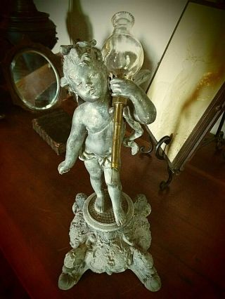 Antique Tavern Cigar Lighter - Victorian Cherub