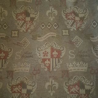 Huge Wide Vintage Heavy Tapestry Curtains Mediaeval Shields 91 " L X 106 " W Each