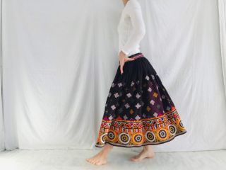 Vintage Rabari Long Embroidered Skirt.  Hand Embroidered.