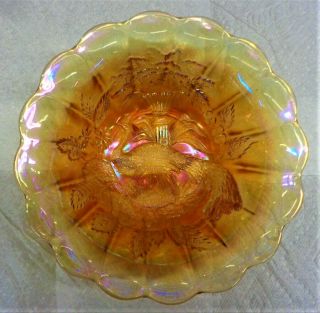 Antique Vintage Awesome " Peacock At The Urn " Carnival 9 " Glass Bowl Color