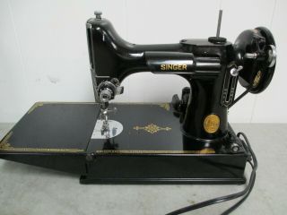 Vintage 1950 Singer Featherweight 221 Sewing Machine,  Case,  Parts 2