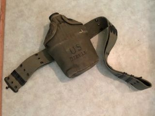 Wwii Ww2 Korea Us Army Military Field Gear Canteen Cover & Belt