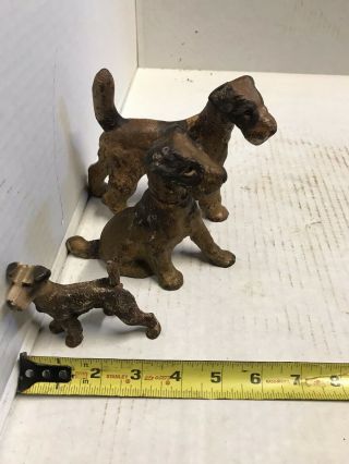 VINTAGE HUBLEY CAST IRON 3 Family FOX TERRIER DOG DOORSTOP 5