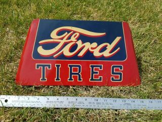 Rare Vintage,  Ford Tires,  Hand Painted Advertising Tin