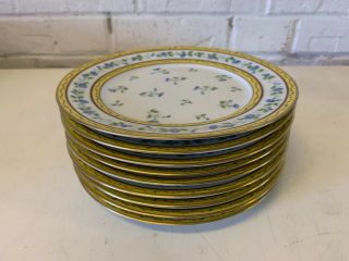 Vtg Limoges “morning Glory” Porcelain 9 Salad Plates W/ Floral Dec.