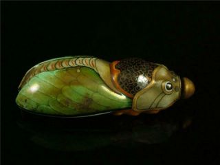 Fine Old Chinese Famille Rose Porcelain Snuff Bottle Cicada Auspicious