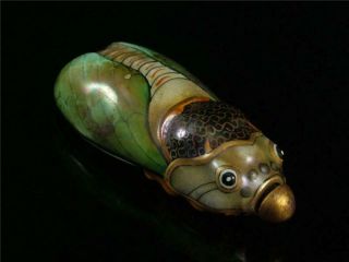 Fine Old Chinese Famille Rose Porcelain Snuff Bottle CICADA AUSPICIOUS 2