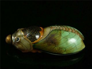 Fine Old Chinese Famille Rose Porcelain Snuff Bottle CICADA AUSPICIOUS 4
