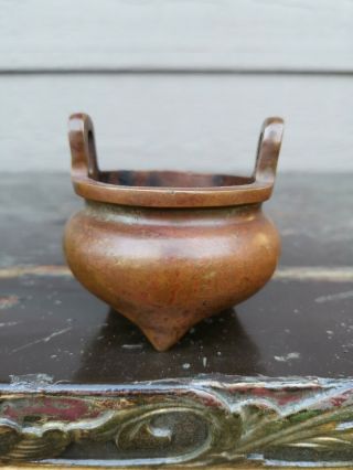 Estate Old House Chinese Small Bronze Incense Burner It Marked Asian China