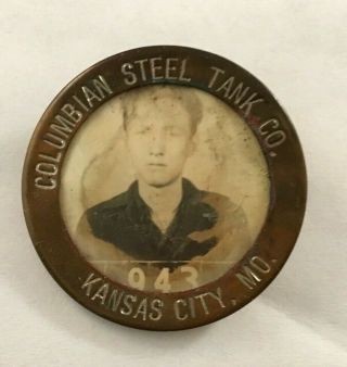 Vintage Ww2 War Factory Columbian Steel Tank Co Home Front Employee Id Badge Pin