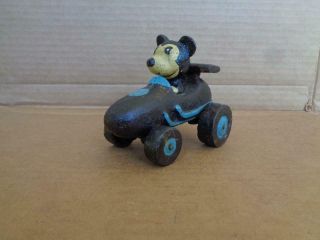 Cast Iron Mickey Mouse Race Car Toy With Mickey Driving A Sports Car
