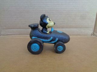 CAST IRON MICKEY MOUSE RACE CAR TOY WITH MICKEY DRIVING A SPORTS CAR 4