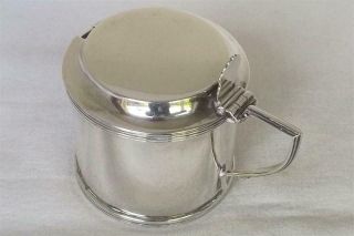 A Large Antique Solid Silver Drum Mustard Pot & Glass Liner Birmingham 1912