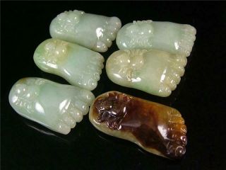 A Set Of Old Chinese Natural Jadeite Jade Carved Pendant Netsuke Spider On Foot,
