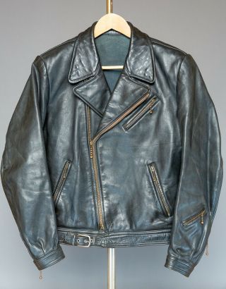 60 Years Old Horsehide German Motorcycle Leather Jacket Nearly