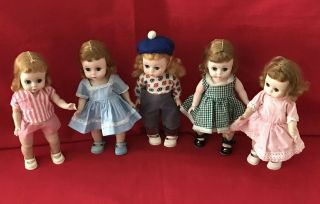 5 Vintage Madame Alexander Kins Bkw Dolls.  Adorable