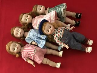 5 Vintage Madame Alexander Kins BKW Dolls.  Adorable 2